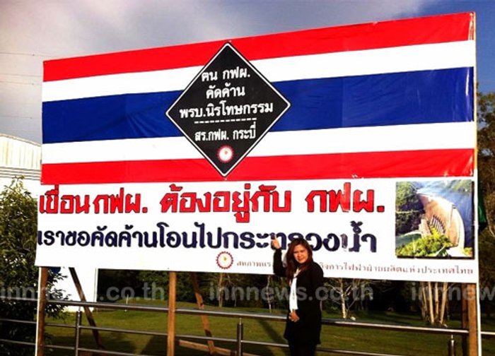 ผอ.กฟผขึ้นป้ายต้าน พ.ร.บ.นิรโทษ