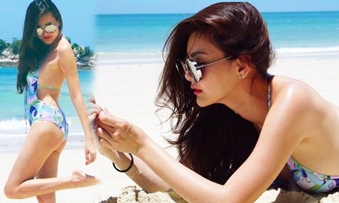 ดิว อริสรา เริงร่าอาบแดดทะเลเสม็ด ทำผิวสีแทน