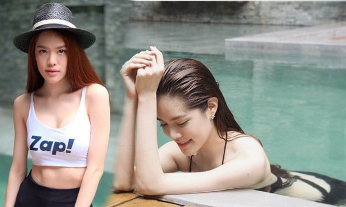 เกรซ กาญจน์เกล้า อวดผิวขาวใสในสระว่ายน้ำ