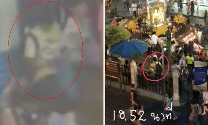 คลิปนาทีชายต้องสงสัย วางเป้บนเก้าอี้ในศาลพระพรหม