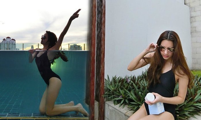 เบเบ้ ธันย์ชนก โพสต์ท่าแอ่นตัว สุดเซ็กซี่ในสระว่ายน้ำ