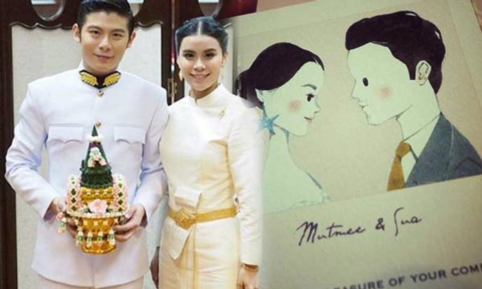 ชื่นมื่น "มัดหมี่ พิมดาว" "สัว ศุภชัย" เข้ารับพระราชทานน้ำสังข์