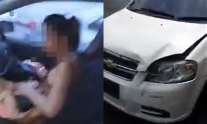 แชร์ว่อน สาว 18 ขับเก๋งไล่ชนไปทั่วแล้วหนี