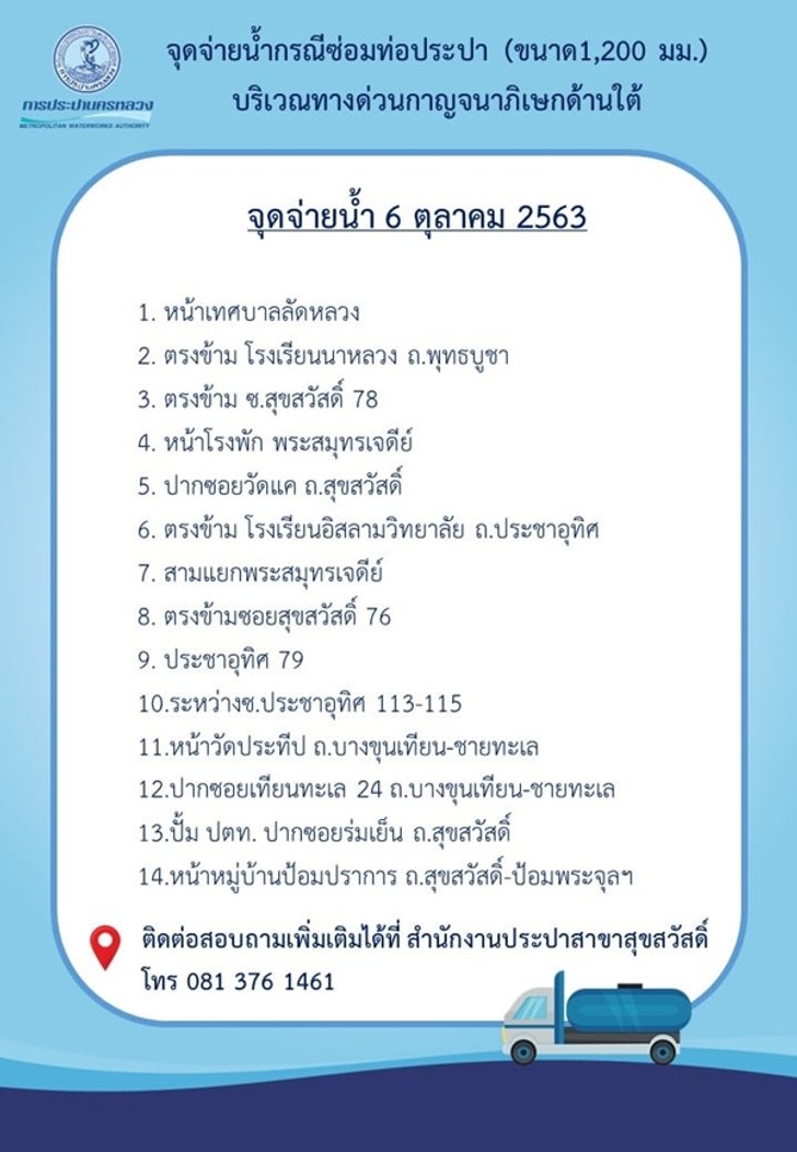 เร่งซ่อมด่วน ท่อประปาแตก ช่วยชาวทุ่งครุ กว่า 2 หมื่นคน ให้มีน้ำใช้