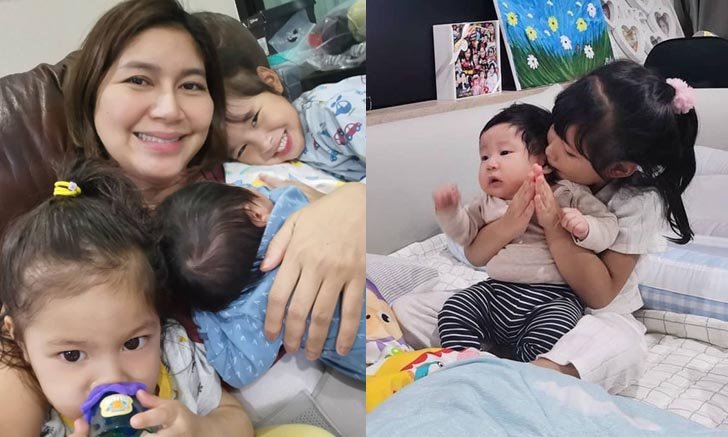 "เบนซ์ พรชิตา" สุดเอ็นดู เผยโมเมนต์น่ารัก "น้องปริม-น้องปราง" ช่วยกันเลี้ยงน้อง
