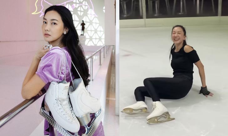 "นุ่น วรนุช" พลาดท่าขณะโชว์ลีลาสเก็ตน้ำแข็ง แฟนๆ พากันแซวคนอะไรล้มยังสวย!