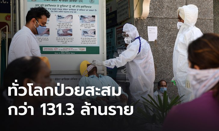 ทั่วโลกป่วยโควิด-19 สะสมกว่า 131.3 ล้าน อินเดียติดเชื้อเพิ่มกว่า 9 หมื่น