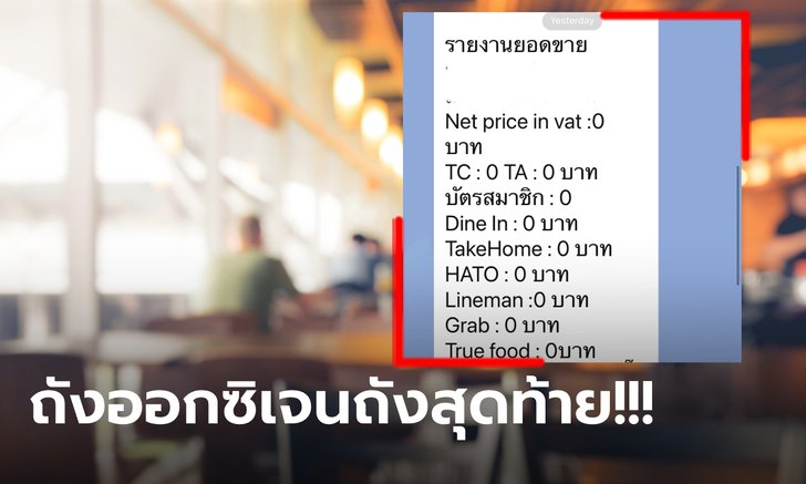 ผู้บริหารร้านอาหารดัง โอดยอดขายบางสาขาเหลือ 0 บาท! หลายธุรกิจเคาต์ดาวน์ระเบิดเวลา