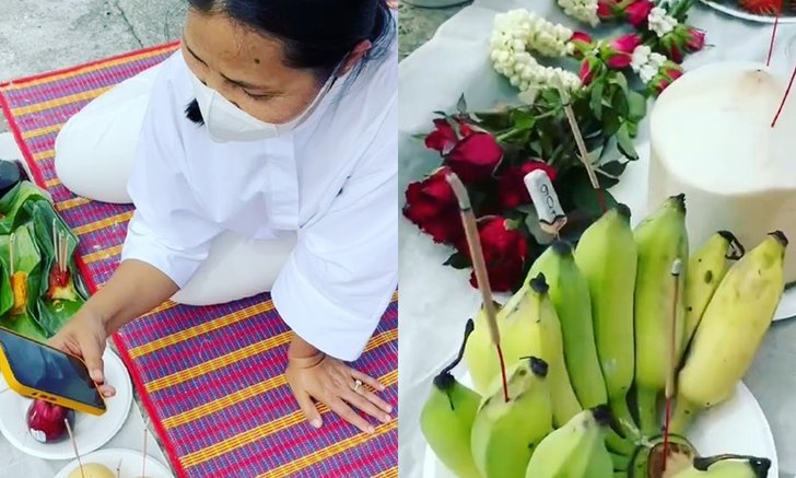 "สุนารี" เผยภาพพิธีไหว้เจ้าที่ คนแห่ซูมก้านธูปคอมเมนต์ตัวเลขกันยกใหญ่