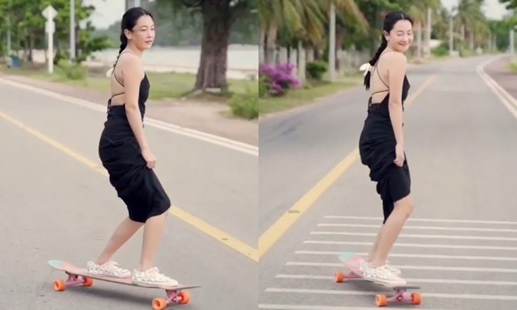 "นุ่น วรนุช" สุดพลิ้ว โชว์ลีลาการเล่นสเก็ต แต่ถูกโฟกัสที่ชุดเซ็กซี่ไม่ไหวแล้ว