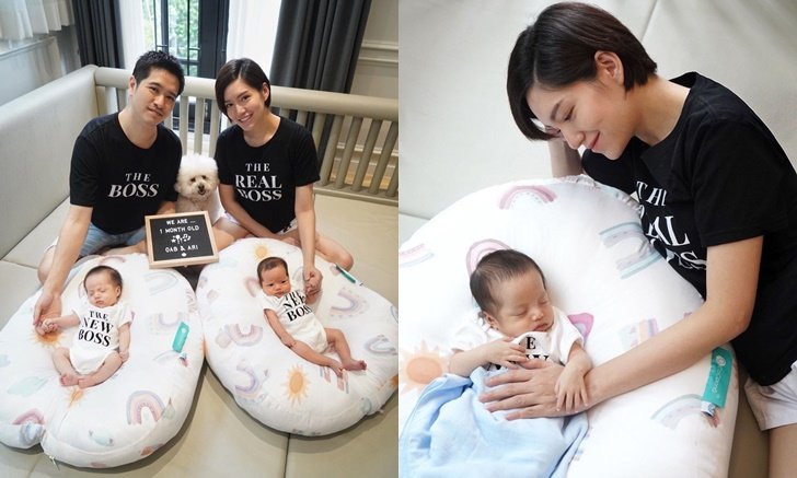 "จ๊ะ จิตตาภา" เผยภาพลูกแฝดอายุครบ 1 เดือน ใส่เสื้อทีมน่ารัก