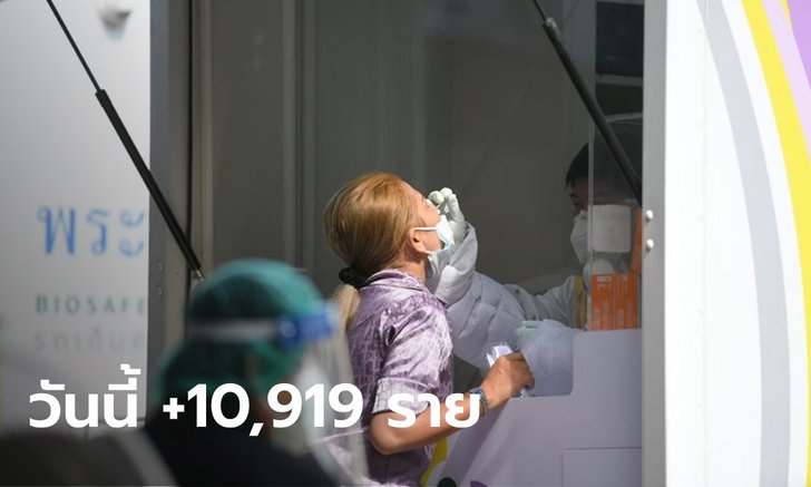 ลดต่อเนื่อง! โควิดวันนี้ ไทยพบติดเชื้อเพิ่ม 10,919 ราย เสียชีวิตอีก 143 ราย