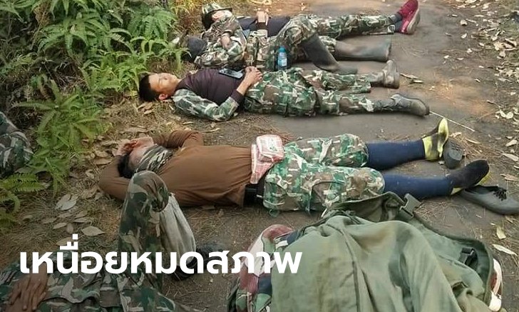 เผยภาพเบื้องหลัง เจ้าหน้าที่อุทยานฯ หลับหมดสภาพ หลังช่วยดับไฟป่าภูกระดึง 2 วัน