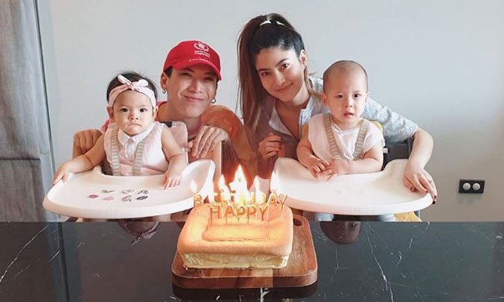 "มาร์กี้" ทำเค้กเป็นของขวัญวันเกิดปีแรกให้ลูกแฝด "มีก้า-มีญ่า" ฉลองอบอุ่นที่บ้าน