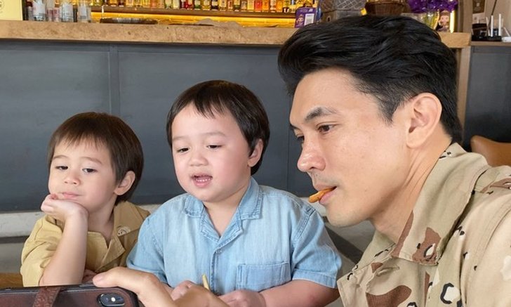 "เคน ธีรเดช" หัวหน้าแก๊งเด็กแฝด "สายฟ้า-พายุ" สอนหลานเล่นสเก็ตบอร์ด