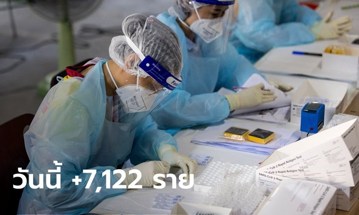 โควิดวันนี้ ไทยพบติดเชื้อเพิ่ม 7,122 ราย เสียชีวิตอีก 12 ราย