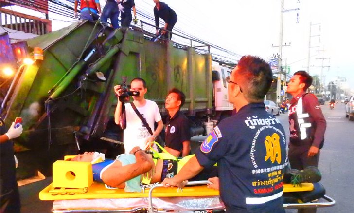 เด็กเก็บขยะนั่งหลังคารถ ถูกสายไฟเกี่ยวคอหมดสติ