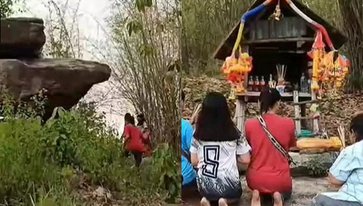 ชาวบ้านรุมส่อง เลขโผล่บนหิน อายุหลายร้อยปี ที่เจ้าแม่หินเทิน อุทัยธานี