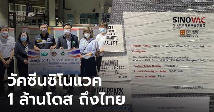 "อนุทิน" เผยวัคซีนซิโนแวค 1 ล้านโดส ถึงไทยแล้ว เร่งกระจายถึงประชาชน