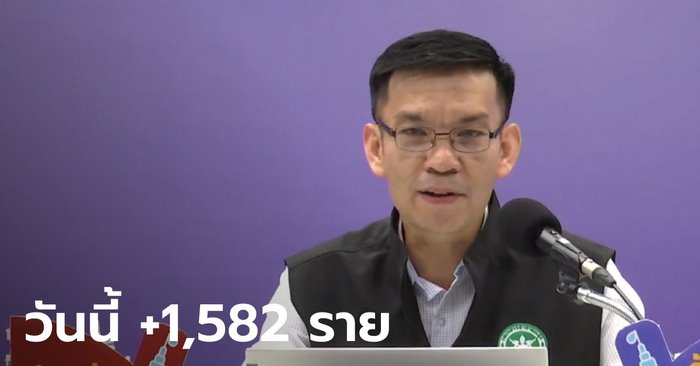 ทะลุหลักพัน 3 วันติด! สธ.รายงานโควิดวันนี้ไทยพบผู้ติดเชื้อ 1,582 ราย