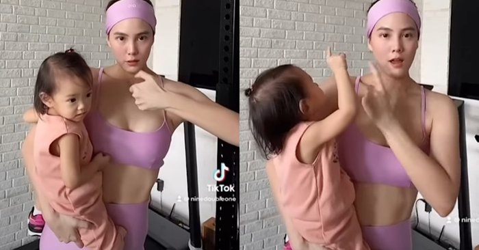 "เจนี่" อุ้ม "น้องโนล่า" เล่นTiktok แต่โฟกัสที่หุ่นคุณแม่ ปังมากจริงๆ