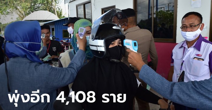 โควิดวันนี้ ไทยติดเชื้อเพิ่ม 4,108 ราย เสียชีวิต 31 ราย หายป่วยเพิ่มอีก 1,578 ราย