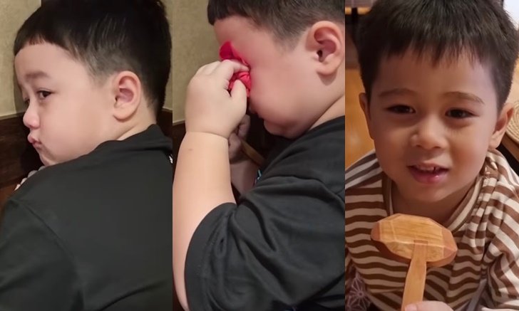 เอ็นดูคลิป "น้องพายุ" หิวข้าวจนร้องไห้ แต่ "พี่สายฟ้า" นั่งร้องเพลง