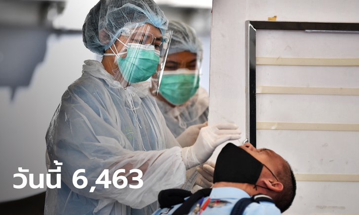 โควิดวันนี้ ไทยพบผู้ติดเชื้อเพิ่ม 6,463 ราย เสียชีวิตอีก 41 ราย