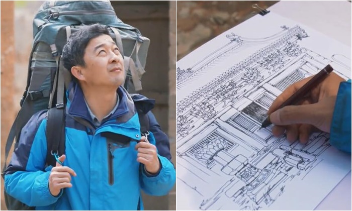 ชายจีนหลงใหลการวาดภาพโบราณสถาน เดินทางวาดมานานถึง 20 ปี
