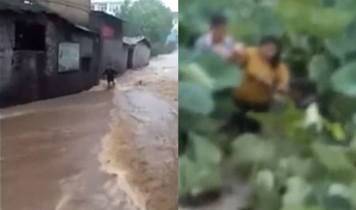 นาทีชีวิต เด็กนักเรียนจีนถูกน้ำท่วมพัดหาย เคราะห์ดีพลเมืองตามช่วยทัน