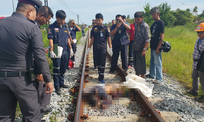 รถไฟทับร่างนิรนามเละ! ร้อยเวรนาจอมเทียนเกี่ยงรับผิดชอบ รถไฟจอดรอนานกว่า 10 นาที