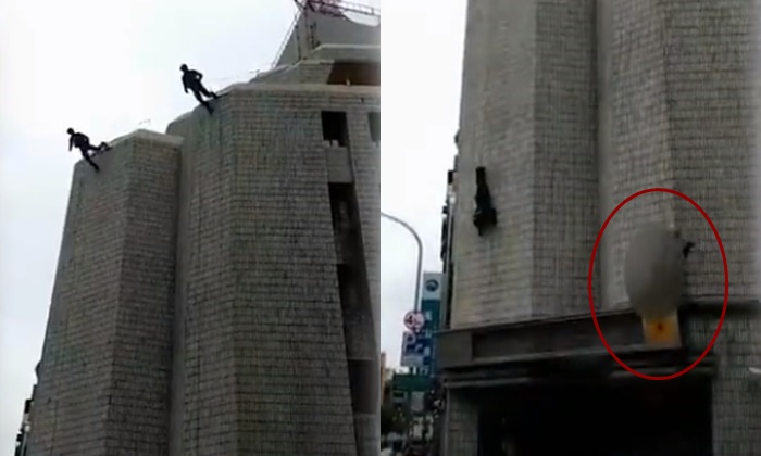 ตำรวจหนุ่มจีนฝึกโรยตัว เกิดพลาดร่วงหัวดิ่งลงมาจากตึก 7 ชั้น (มีคลิป)