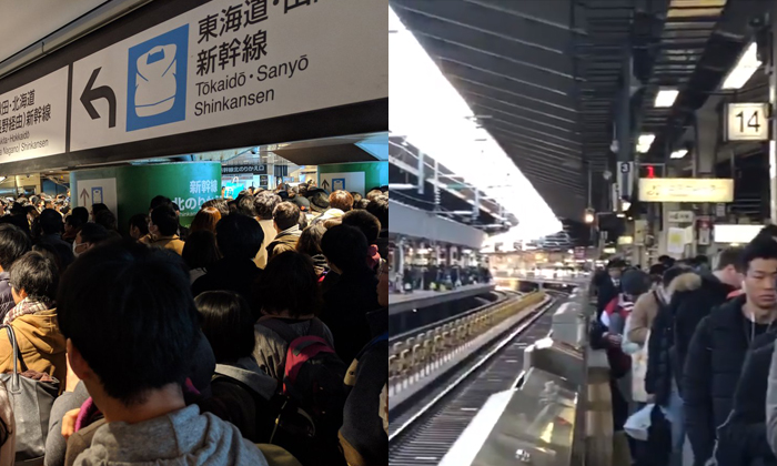 โตเกียว "อลหม่าน"! คนรอเที่ยว-กลับบ้านปีใหม่ ล้นสถานี หลังเบรกรถไฟความเร็วสูงเสีย