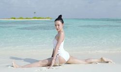 "ทับทิม มัลลิกา" โพสท่าซิกเนเจอร์ สวมชุดว่ายน้ำฉีกขา 180 องศา