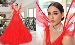 "ชมพู่ อารยา" ส่งท้ายพรมแดงคานส์ 2019 ด้วยชุดสีแดงเพลิง สวมเพชร 180 กะรัต