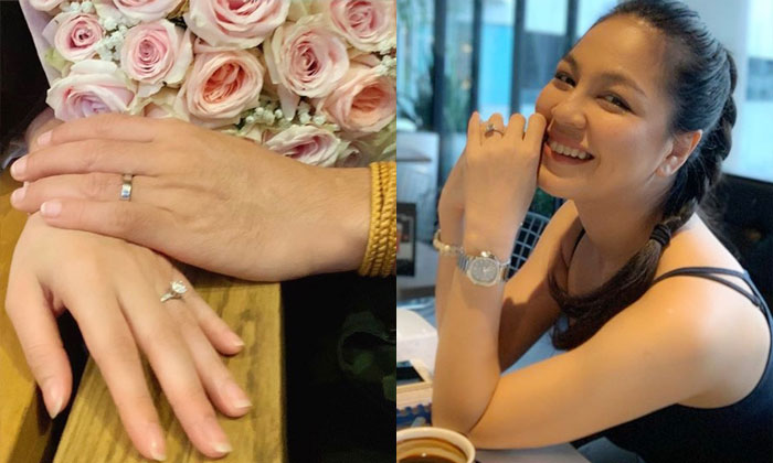 คนร่วมยินดี "จอย ศิริลักษณ์" เผยภาพแหวนและมือของแฟนหนุ่ม กับเส้นทางรักขึ้นปีที่ 10