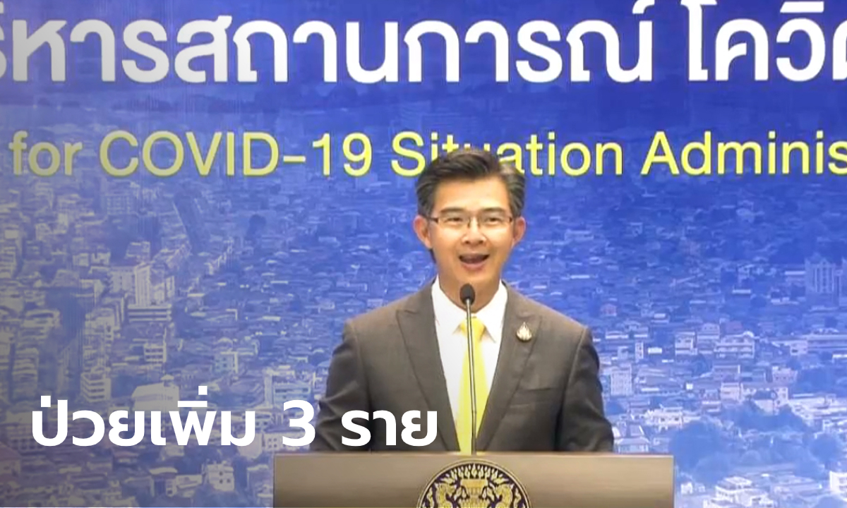 ศบค.แถลงไทยพบผู้ติดเชื้อโควิด-19 เพิ่ม 3 ราย ไร้ป่วยในประเทศครบ 28 วัน