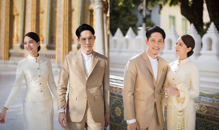 “ปั๊บ-ใบเตย” เผยภาพเข้ารับประทานน้ำพระพุทธมนต์ เป็นสิริมงคลชีวิตคู่