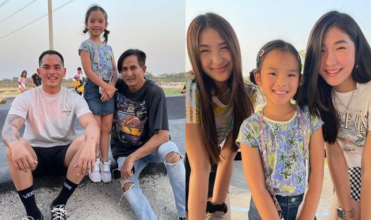 "น้องปีใหม่" ตามติด "สงกรานต์" เล่นเซิร์ฟสเก็ต น่ารักถ่ายรูปกับลูกสาว "พีท ทองเจือ"