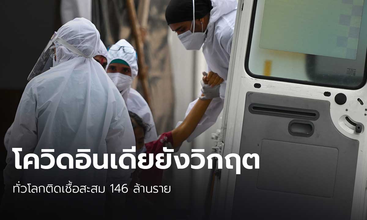 อินเดียวันเดียว ติดเชื้อโควิดเพิ่ม 3 แสนราย รวมป่วยสะสมทั่วโลก 146 ล้าน