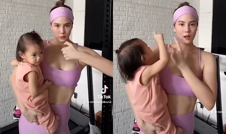 "เจนี่" อุ้ม "น้องโนล่า" เล่นTiktok แต่โฟกัสที่หุ่นคุณแม่ ปังมากจริงๆ