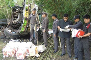 สิบล้อขนทับทิมคว่ำ-ความแตกเจอยาบ้า!