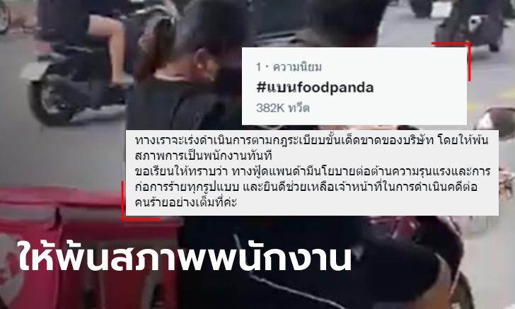 #แบนfoodpanda กระหึ่มทวิตเตอร์ หลังประกาศไล่ออกพนักงานไปร่วมชุมนุม