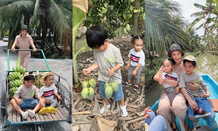 "เนย โชติกา" พาลูกๆ เที่ยวสวนมะม่วง ปลูกไว้ออกลูกดกมาก