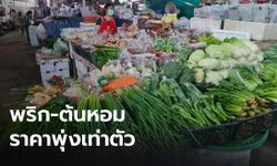 พริกและต้นหอม ตลาดสดโคราช ราคาเพิ่มขึ้นเท่าตัว