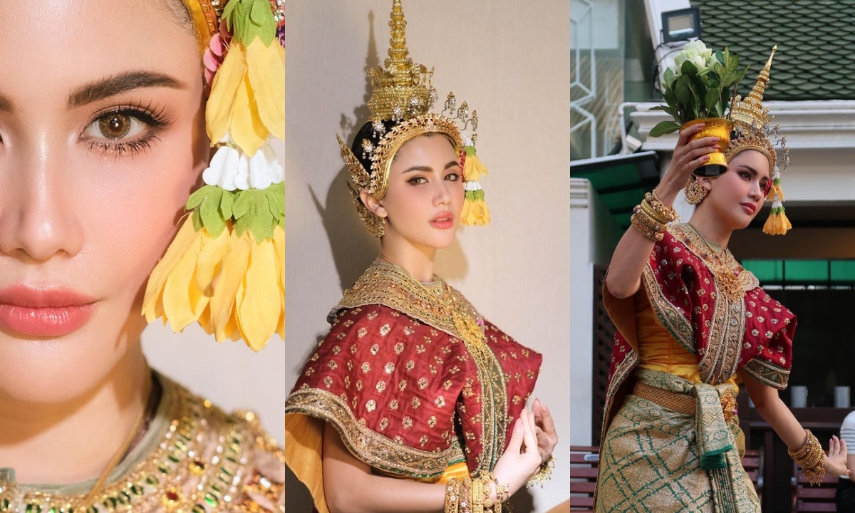"ปู ไปรยา" สวมชฎาแต่งชุดไทย รำถวายพระพรหม ลุคนี้งดงามมาก