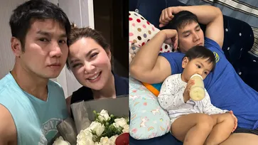 กล้ามเนื้อมัดใหญ่? "บุ๋ม ปนัดดา" โพสต์ภาพสามีนอนกับลูก ทำโฟกัสผิดจุดเต็มๆ