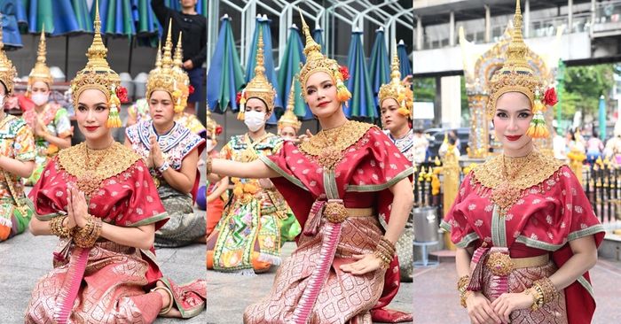 สวยงามมาก "เบนซ์ พรชิตา" รำถวายพระพรหมเอราวัณ หลังขอพรสัมฤทธิ์ผล