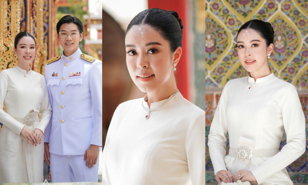 "อ๋อม ปุณณภา" ทายาทหมื่นล้าน ไทยนครพัฒนา รับพระราชทานน้ำสังข์ กรมสมเด็จพระเทพฯ