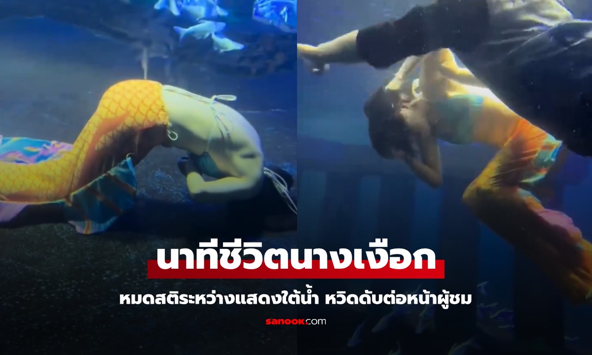 นาทีชีวิต "นางเงือกสาว" จมน้ำหวิดดับต่อหน้าผู้ชม เผยสาเหตุหมดสติระหว่างโชว์ใต้น้ำ